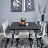 Jídelní stůl Dipp - 180*90cm - Černá / Černá mosaz + Polar Diamond Jídelní židle - Černé nohy - Šedá látka_6