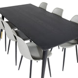 Jídelní stůl Dipp - 180*90cm - Černá / Černá mosaz+Polar Plastová jídelní židle - Černé nohy / Šedý plast_6