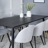 Jídelní stůl Dipp - 180*90cm - Černá / Černá mosaz+Sametová jídelní židle - Černé nohy - Světle šedáTkanina_6