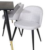 Jídelní stůl Dipp - 180*90cm - Černá / Černá mosaz+Sametová jídelní židle - Černé nohy - Světle šedáTkanina_6