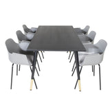 Jídelní stůl Dipp - 180*90cm - Černá / Černá mosaz+Komfortní plastová jídelní židle - Černé nohy - Šedý plast_6