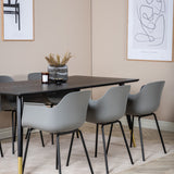 Jídelní stůl Dipp - 180*90cm - Černá / Černá mosaz+Komfortní plastová jídelní židle - Černé nohy - Šedý plast_6