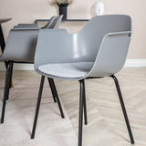 Jídelní stůl Dipp - 180*90cm - Černá / Černá mosaz+Komfortní plastová jídelní židle - Černé nohy - Šedý plast_6