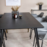 Jídelní stůl Dipp - 180*90cm - Černá / Černá mosaz+Komfortní plastová jídelní židle - Černé nohy - Šedý plast_6