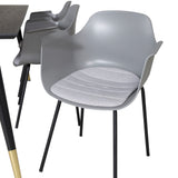 Jídelní stůl Dipp - 180*90cm - Černá / Černá mosaz+Komfortní plastová jídelní židle - Černé nohy - Šedý plast_6