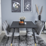 Jídelní stůl Dipp - 180*90cm - Černá / Černá mosaz+muce Jídelní židle - Černé nohy - Šedá Velvet_6