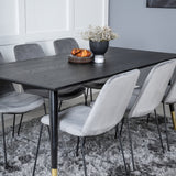 Jídelní stůl Dipp - 180*90cm - Černá / Černá mosaz+muce Jídelní židle - Černé nohy - Šedá Velvet_6