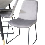 Jídelní stůl Dipp - 180*90cm - Černá / Černá mosaz+muce Jídelní židle - Černé nohy - Šedá Velvet_6