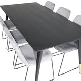 Jídelní stůl Dipp - 180*90cm - Černá / Černá mosaz+muce Jídelní židle - Černé nohy - Šedá Velvet_6
