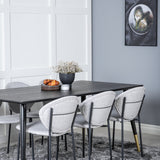 Jídelní stůl Dipp - 180*90cm - Černá / Černá mosaz + Jídelní židle Vault - Černé nohy - Šedá látka_6