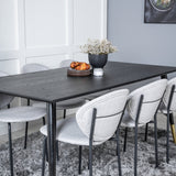 Jídelní stůl Dipp - 180*90cm - Černá / Černá mosaz + Jídelní židle Vault - Černé nohy - Šedá látka_6