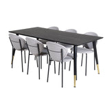 Jídelní stůl Dipp - 180*90cm - Černá / Černá mosaz + Jídelní židle Vault - Černé nohy - Šedá látka_6