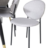 Jídelní stůl Dipp - 180*90cm - Černá / Černá mosaz + Jídelní židle Vault - Černé nohy - Šedá látka_6