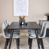 Jídelní stůl Dipp - 180*90cm - Černá / Černá mosaz + Polar Diamond Jídelní židle - Černé nohy - Šedá Velvet_6