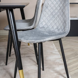 Jídelní stůl Dipp - 180*90cm - Černá / Černá mosaz + Polar Diamond Jídelní židle - Černé nohy - Šedá Velvet_6
