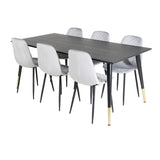 Jídelní stůl Dipp - 180*90cm - Černá / Černá mosaz + Polar Diamond Jídelní židle - Černé nohy - Šedá Velvet_6
