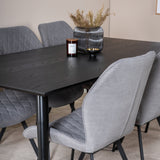 Jídelní stůl Dipp - 180*90cm - Černá / Černá mosaz+Gemma Jídelní židle - Černé nohy - Šedá látka_6