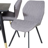 Jídelní stůl Dipp - 180*90cm - Černá / Černá mosaz+Gemma Jídelní židle - Černé nohy - Šedá látka_6