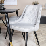 Jídelní stůl Dipp - 180*90 cm - Černá / Černá mosaz+Velvet Deluxe Jídelní židle - Černé nohy - Světle šedá látka_6