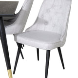 Jídelní stůl Dipp - 180*90 cm - Černá / Černá mosaz+Velvet Deluxe Jídelní židle - Černé nohy - Světle šedá látka_6