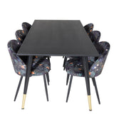 Jídelní stůl Dipp - 180*90cm - Černá / Černá mosaz + Sametová jídelní židle - Black Flower fabric_6