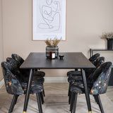 Jídelní stůl Dipp - 180*90cm - Černá / Černá mosaz + Sametová jídelní židle - Black Flower fabric_6