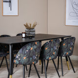 Jídelní stůl Dipp - 180*90cm - Černá / Černá mosaz + Sametová jídelní židle - Black Flower fabric_6