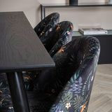 Jídelní stůl Dipp - 180*90cm - Černá / Černá mosaz + Sametová jídelní židle - Black Flower fabric_6