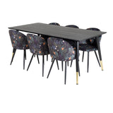 Jídelní stůl Dipp - 180*90cm - Černá / Černá mosaz + Sametová jídelní židle - Black Flower fabric_6