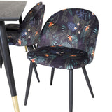 Jídelní stůl Dipp - 180*90cm - Černá / Černá mosaz + Sametová jídelní židle - Black Flower fabric_6