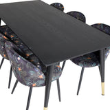 Jídelní stůl Dipp - 180*90cm - Černá / Černá mosaz + Sametová jídelní židle - Black Flower fabric_6