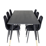 Jídelní stůl Dipp - 180*90cm - Černá / Černá mosaz + Polar Diamond Jídelní židle - Černé nohy - Black Velvet_6