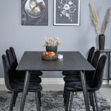 Jídelní stůl Dipp - 180*90cm - Černá / Černá mosaz + Polar Diamond Jídelní židle - Černé nohy - Black Velvet_6