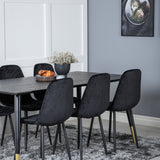Jídelní stůl Dipp - 180*90cm - Černá / Černá mosaz + Polar Diamond Jídelní židle - Černé nohy - Black Velvet_6