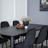 Jídelní stůl Dipp - 180*90cm - Černá / Černá mosaz + Polar Diamond Jídelní židle - Černé nohy - Black Velvet_6