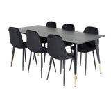 Jídelní stůl Dipp - 180*90cm - Černá / Černá mosaz + Polar Diamond Jídelní židle - Černé nohy - Black Velvet_6