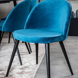 Jídelní stůl Dipp - 180*90cm - Černá dýha / celé černé nohy + Sametová jídelní židle - Modrá / Černá_6