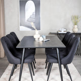 Jídelní stůl Dipp - 180*90cm - Černá dýha / celé černé nohy + Jídelní židle Velvet Deluxe - Černé nohy - Black Fabric_6