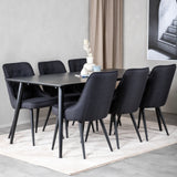 Jídelní stůl Dipp - 180*90cm - Černá dýha / celé černé nohy + Jídelní židle Velvet Deluxe - Černé nohy - Black Fabric_6