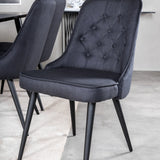 Jídelní stůl Dipp - 180*90cm - Černá dýha / celé černé nohy + Jídelní židle Velvet Deluxe - Černé nohy - Black Fabric_6