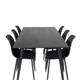 Jídelní stůl Dipp - 180*90cm - Černá dýha / celé černé nohy + Plastová jídelní židle Polar - Černé nohy / Černý plast_6