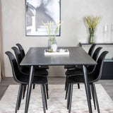 Jídelní stůl Dipp - 180*90cm - Černá dýha / celé černé nohy + Plastová jídelní židle Polar - Černé nohy / Černý plast_6