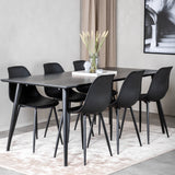 Jídelní stůl Dipp - 180*90cm - Černá dýha / celé černé nohy + Plastová jídelní židle Polar - Černé nohy / Černý plast_6