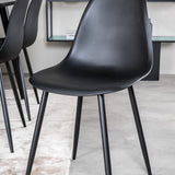 Jídelní stůl Dipp - 180*90cm - Černá dýha / celé černé nohy + Plastová jídelní židle Polar - Černé nohy / Černý plast_6