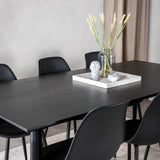 Jídelní stůl Dipp - 180*90cm - Černá dýha / celé černé nohy + Plastová jídelní židle Polar - Černé nohy / Černý plast_6