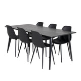 Jídelní stůl Dipp - 180*90cm - Černá dýha / celé černé nohy + Plastová jídelní židle Polar - Černé nohy / Černý plast_6