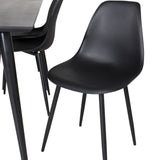 Jídelní stůl Dipp - 180*90cm - Černá dýha / celé černé nohy + Plastová jídelní židle Polar - Černé nohy / Černý plast_6