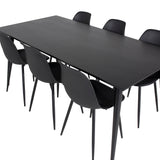 Jídelní stůl Dipp - 180*90cm - Černá dýha / celé černé nohy + Plastová jídelní židle Polar - Černé nohy / Černý plast_6