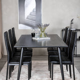 Jídelní stůl Dipp - 180*90cm - Černá dýha / celé černé nohy + Slim High Back Jídelní židle - Černé nohy - Černá PU_6