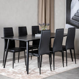 Jídelní stůl Dipp - 180*90cm - Černá dýha / celé černé nohy + Slim High Back Jídelní židle - Černé nohy - Černá PU_6